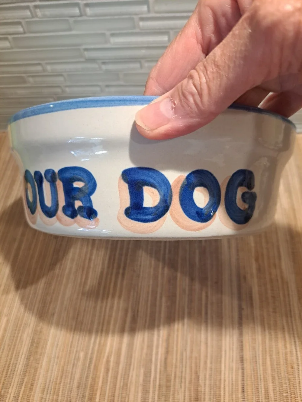 M A Hadley Country Scene My Dog Our Dog Bowl w/ Bone in Center